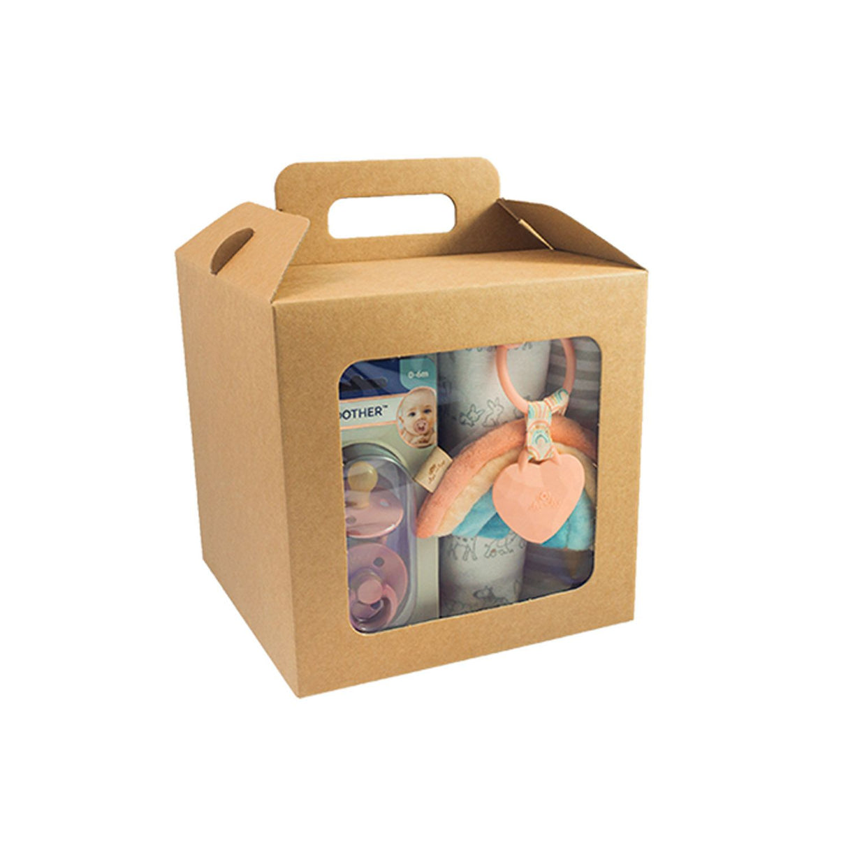 Natural Kraft - Windowed Gable Box - Corrugated - 8-1/4 x 8-1/4 x 8-1/4"