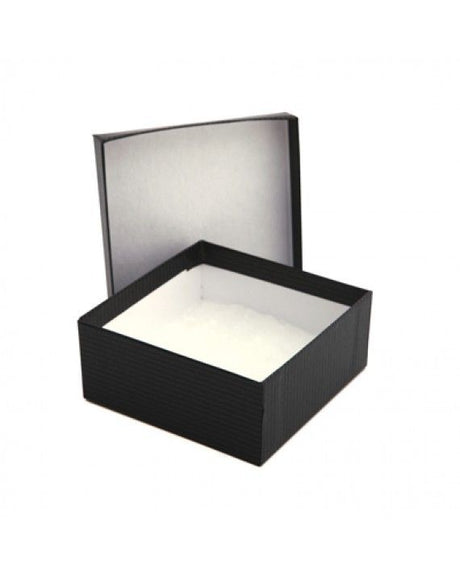 Matte Black Kraft Pinstripe - Jewelry Box - 3-1/2 x 3-1/2 x 1"