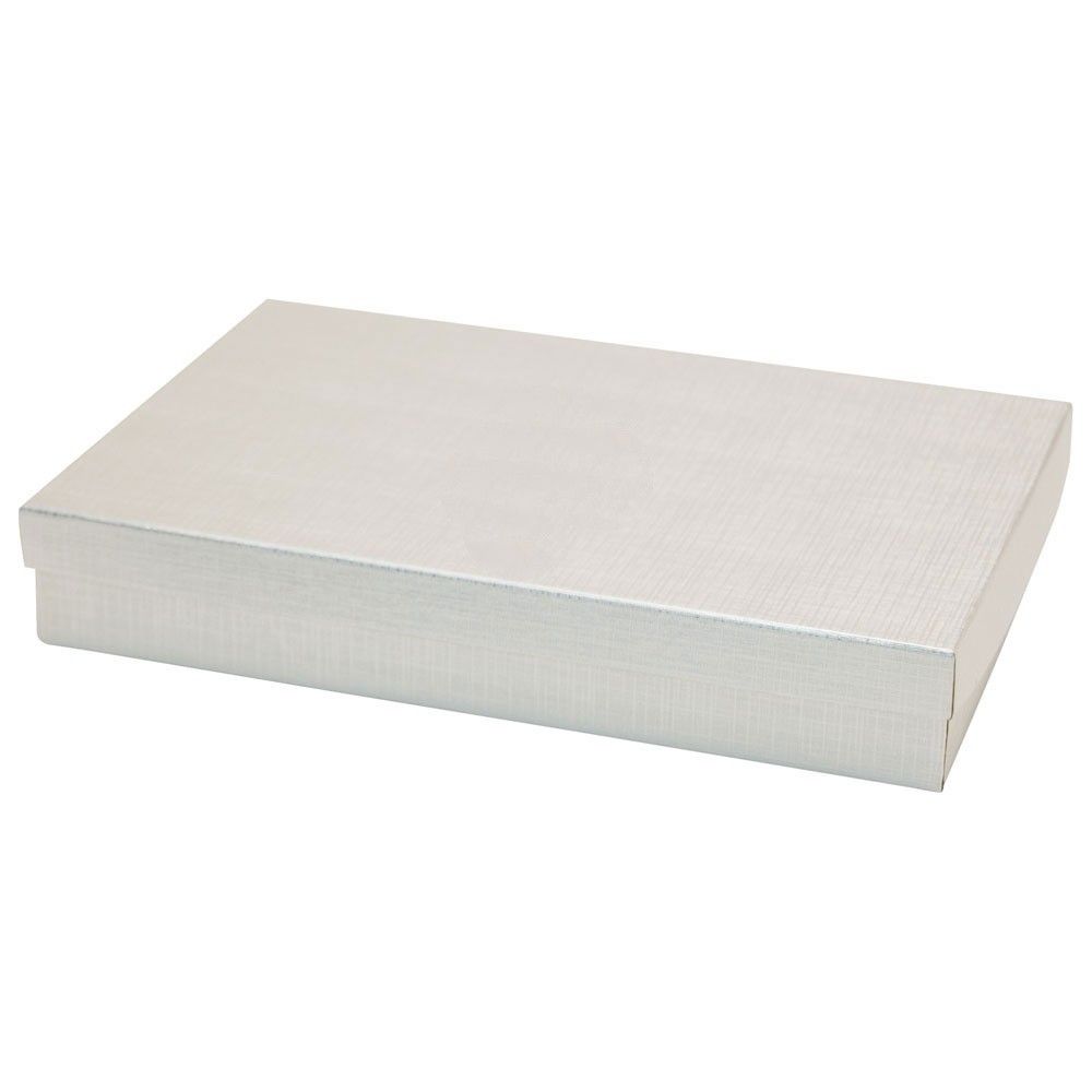 Gloss Silver Linen - Jewelry Box - 8 x 5-1/2 x 1-1/4"