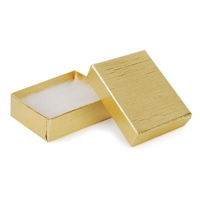 Gloss Gold Linen - Jewelry Box - 1-3/4 x 1-1/8 x 5/8"