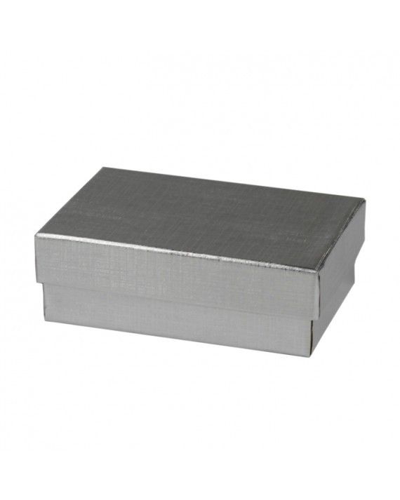 Gloss Silver Linen - Jewelry Box - 3-1/16 x 2-1/8 x 1"