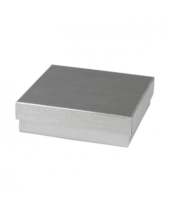 Gloss Silver Linen - Jewelry Box - 3-1/2 x 3-1/2 x 1"