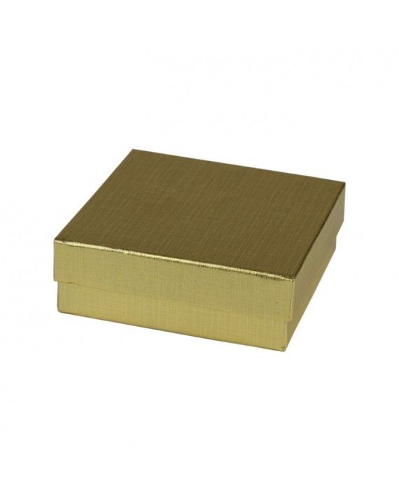 Gloss Gold Linen - Jewelry Box - 3-1/2 x 3-1/2 x 2"