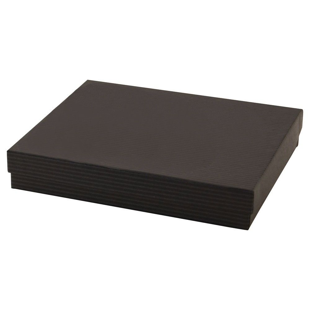 Matte Black Kraft Pinstripe - Jewelry Box - 6 x 5 x 1"