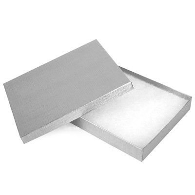 Gloss Silver Linen - Jewelry Box - 6 x 5 x 1"
