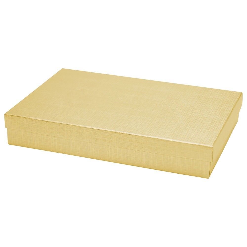Gloss Gold Linen - Jewelry Box - 8 x 5-1/2 x 1-1/4"