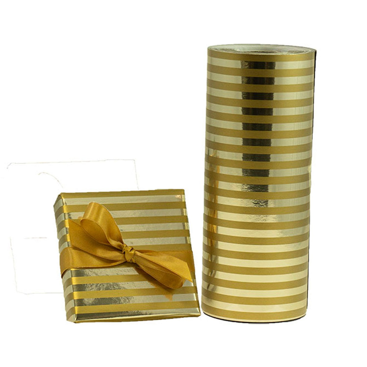 Gold & Silver Metallic Stripe - Gift Wrap - Jeweler's Gift Wrap Roll (7-3/8" x 100 ft.)