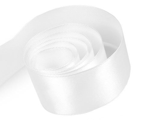 White - Luscious Satin (Wired Edge) Ribbon - 1-1/2" x 50 Yards