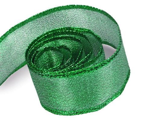 Metallic Green - Luster Satin (Wired Edge) Ribbon - 2-1/4" x 50 Yards