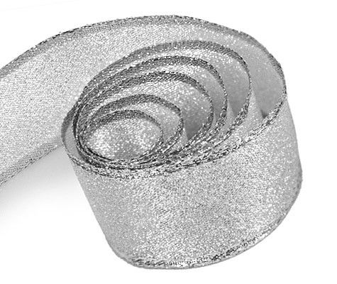 Metallic Silver - Luster Satin (Wired Edge) Ribbon - 1-1/2" x 50 Yards