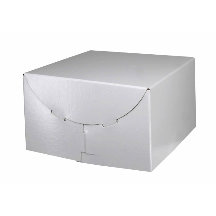 White - 2 Piece Lock Corner Box - 6-1/2 x 6-1/2 x 4" (Paige Lock)