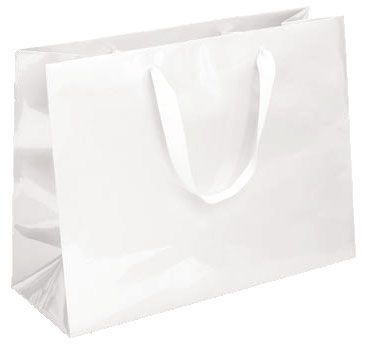 White Gloss - Grosgrain Ribbon Handle Gift Bag - 16 x 6 x 12"