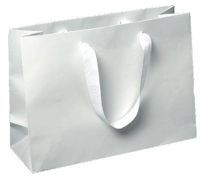 Matte White - Grosgrain Ribbon Handle Gift Bag - 16 x 6 x 12"
