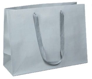 Light Gray - Twill Ribbon Handle Gift Bag - 16 x 6 x 12"
