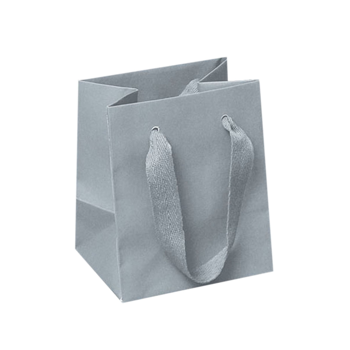 Light Gray - Twill Ribbon Handle Gift Bag - 5 x 4 x 6"