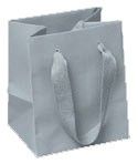 Light Gray - Twill Ribbon Handle Gift Bag - 5 x 4 x 6"