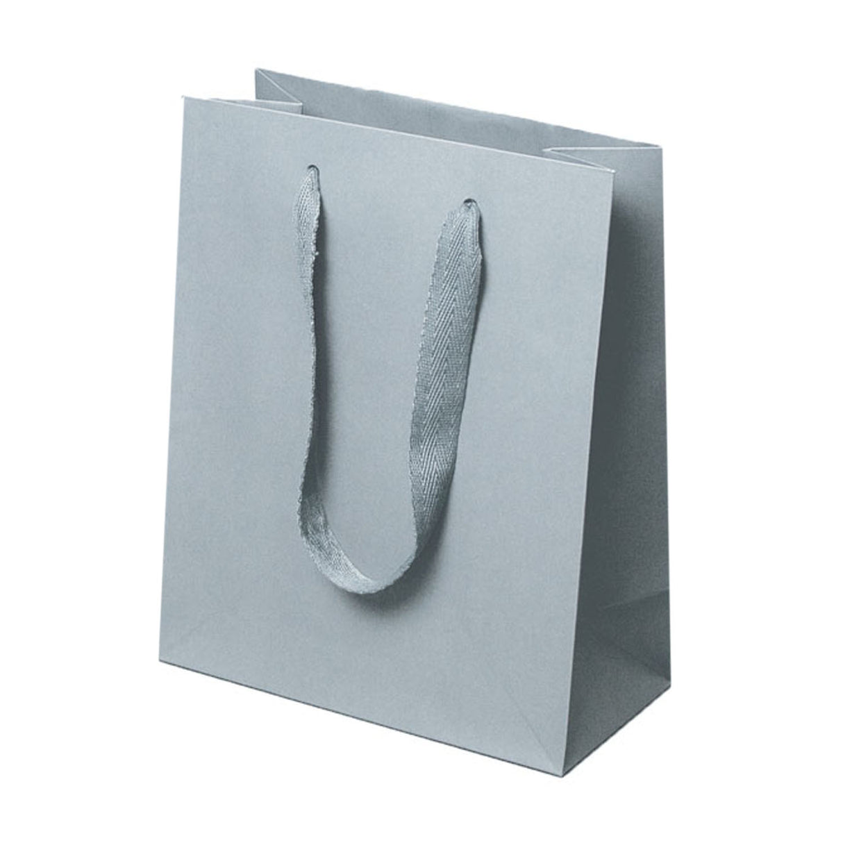 Light Gray - Twill Ribbon Handle Gift Bag - 8 x 4 x 10"