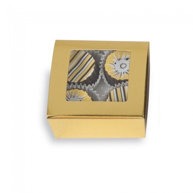 Bright Gold - Ballotin Box - (4 Pc.) 2-5/8 x 2-1/2 x 1-1/4" - w/Window