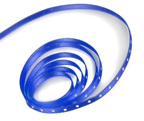 Royal Blue / White Dot - Mercedes Dot Ribbon - 1/8" x 100 Yards