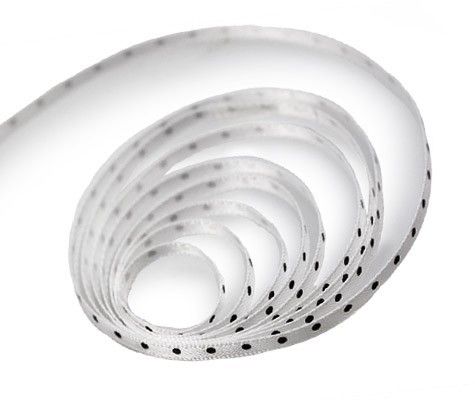 White / Black Mini Dot - Mercedes Dot Ribbon - 1/8" x 100 Yards