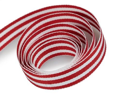 Red / White - Mono Stripe Ribbon - 5/8" x 50 Yards