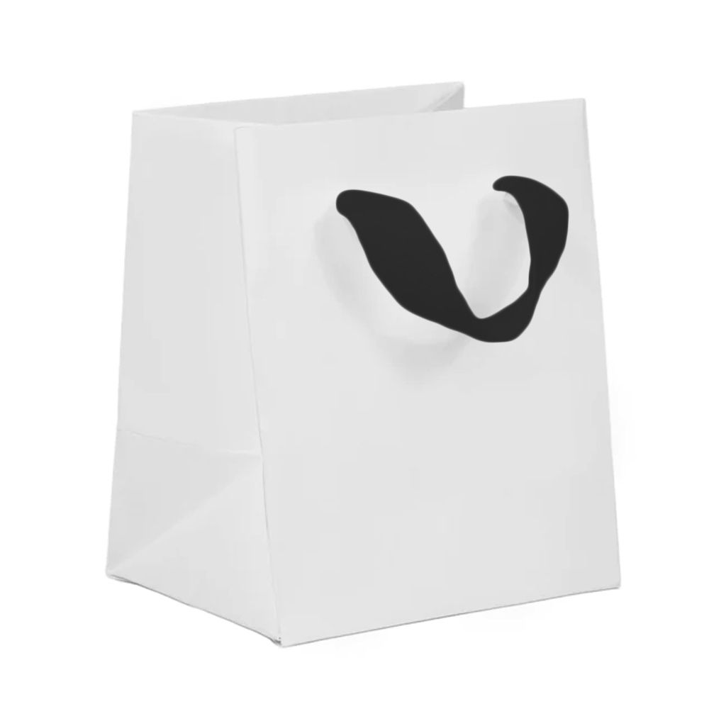 Black Tie - Twill Ribbon Handle Gift Bag - 5 x 4 x 6"