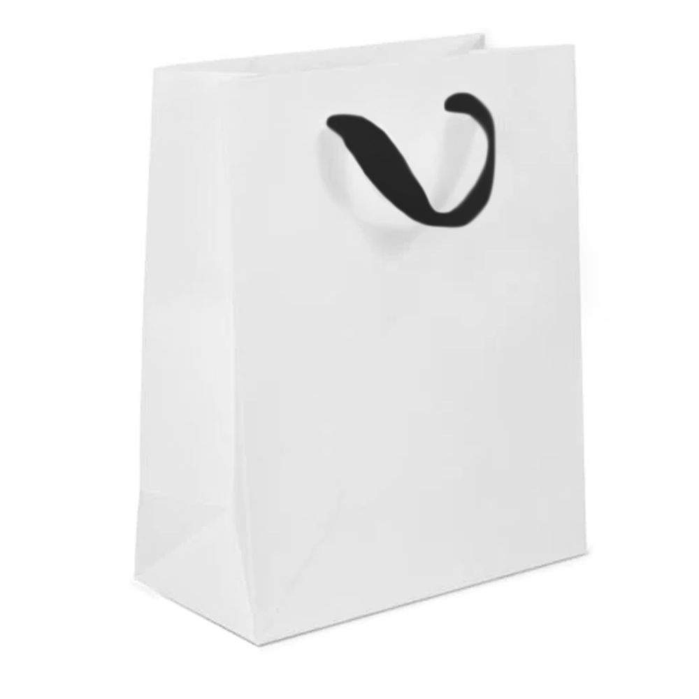 Black Tie - Twill Ribbon Handle Gift Bag - 8 x 4 x 10"