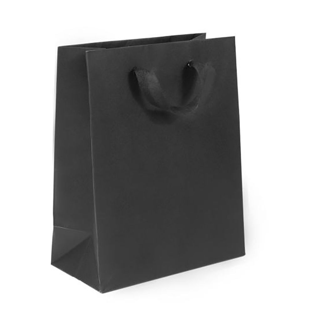 Broadway Black - Twill Ribbon Handle Gift Bag - 8 x 4 x 10"