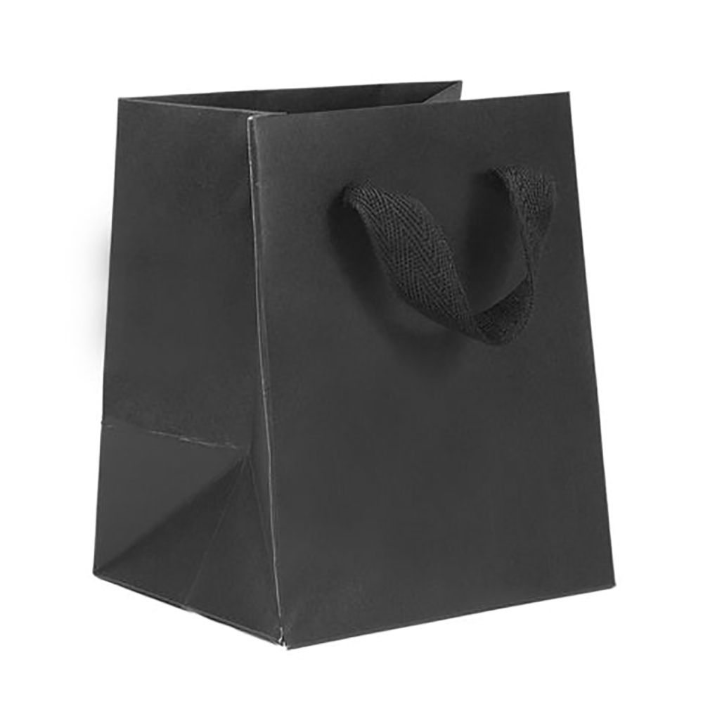 Broadway Black - Twill Ribbon Handle Gift Bag - 5 x 4 x 6"