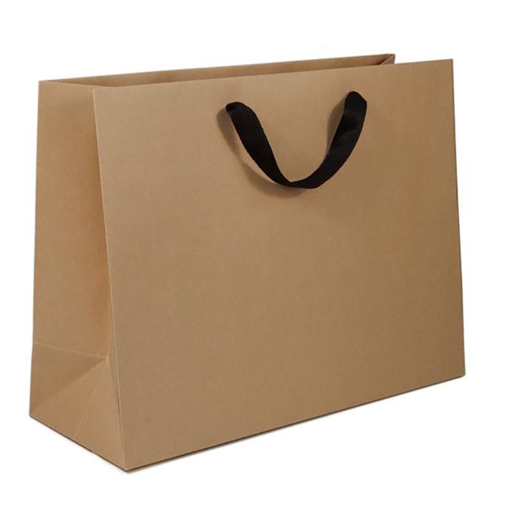 Chelsea Kraft / Black Handles - Twill Ribbon Handle Gift Bag - 16 x 6 x 12"