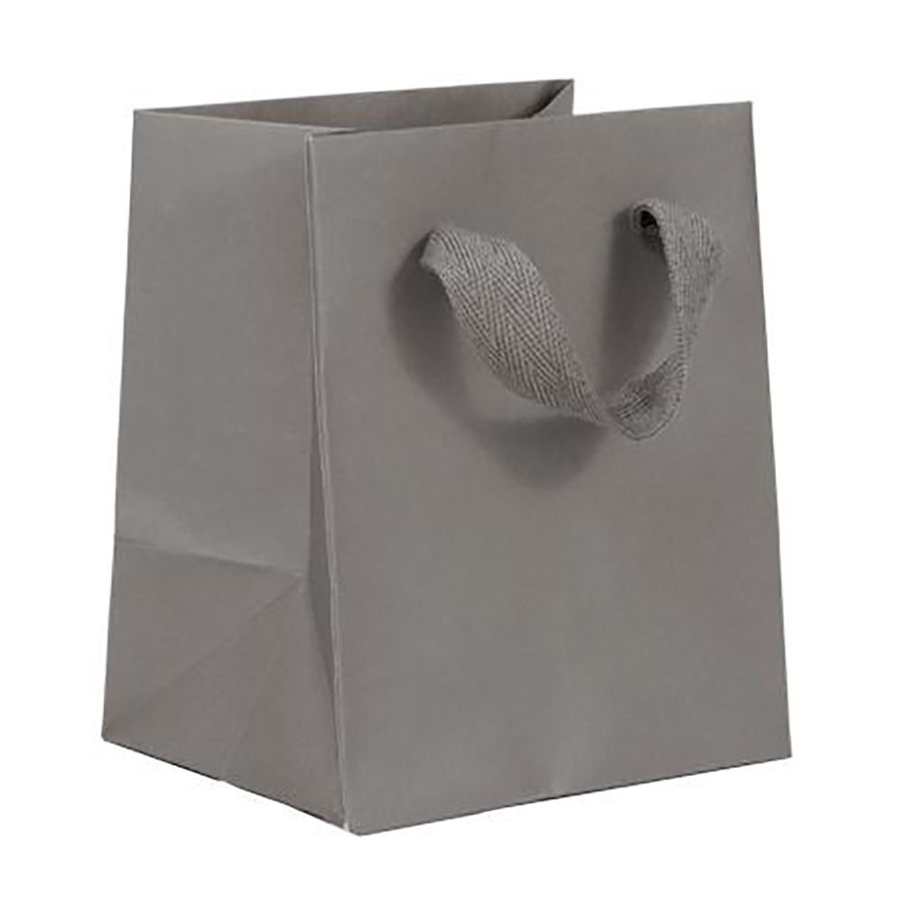 Estate Grey - Twill Ribbon Handle Gift Bag - 5 x 4 x 6"