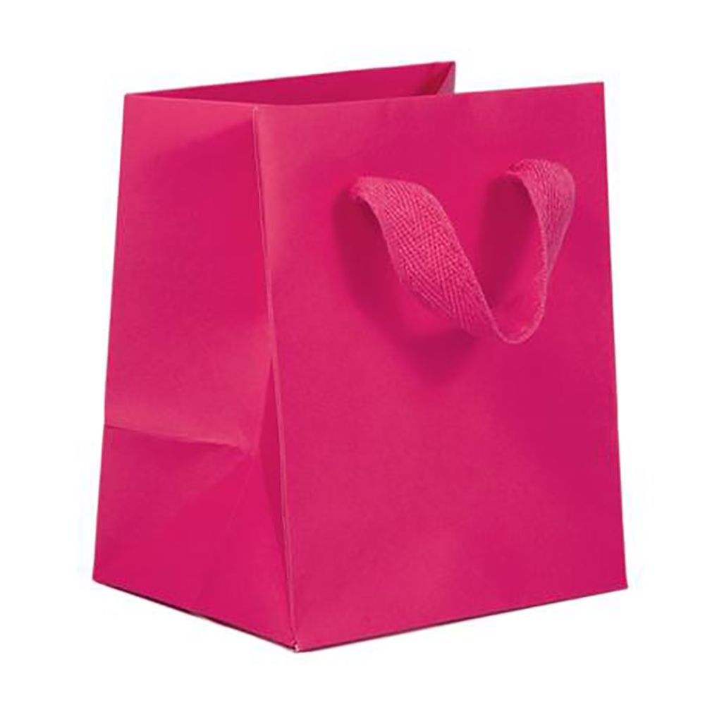 Fifth Avenue Fuchsia - Twill Ribbon Handle Gift Bag - 5 x 4 x 6"