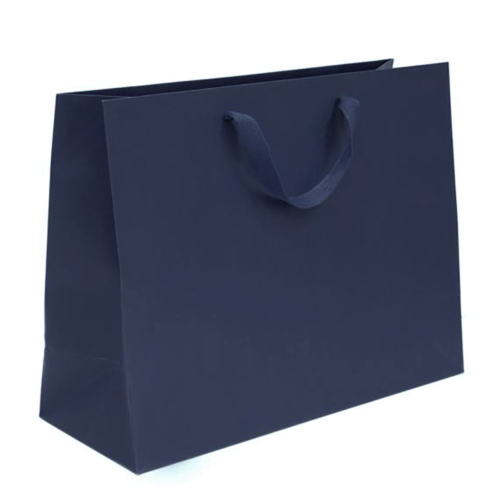 Navy - Twill Ribbon Handle Gift Bag - 16 x 6 x 12"