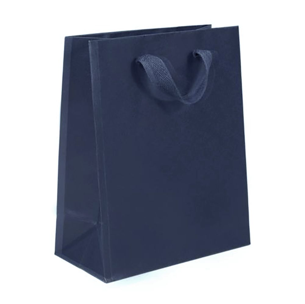 Navy - Twill Ribbon Handle Gift Bag - 8 x 4 x 10"