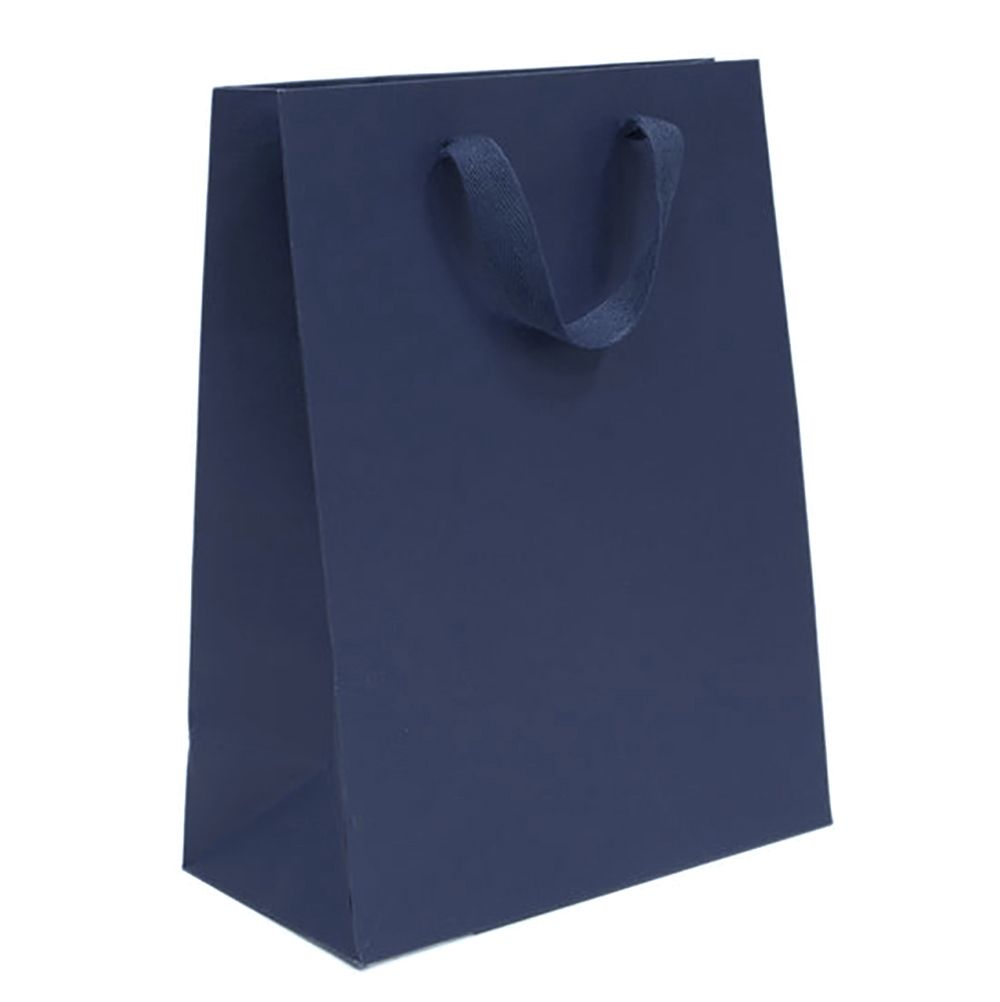 Navy - Twill Ribbon Handle Gift Bag - 10 x 5 x 13"