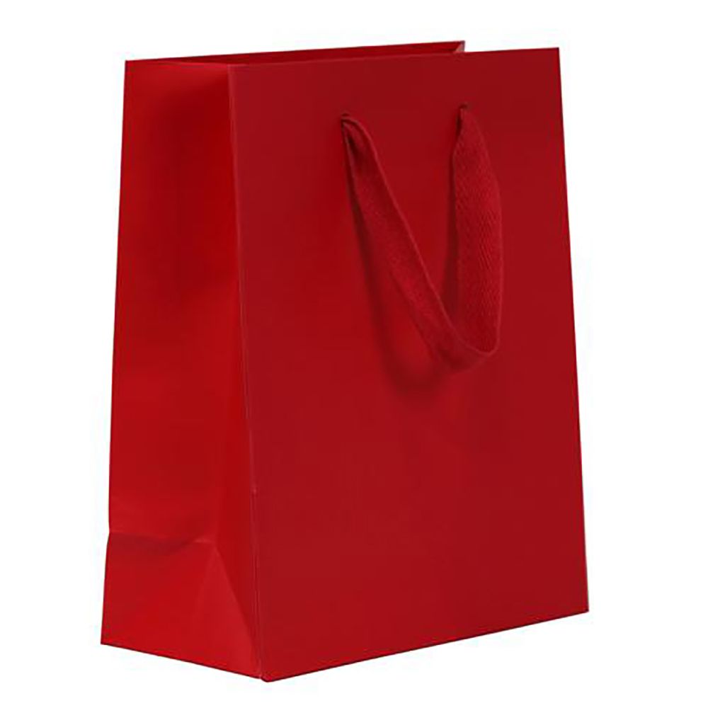 Big Apple Bright Red - Twill Ribbon Handle Gift Bag - 8 x 4 x 10"