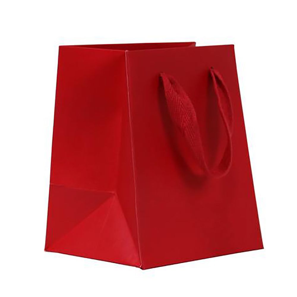 Big Apple Bright Red - Twill Ribbon Handle Gift Bag - 5 x 4 x 6"