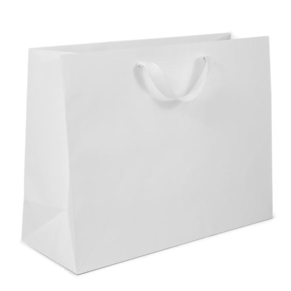 Wall Street White - Twill Ribbon Handle Gift Bag - 16 x 6 x 12"