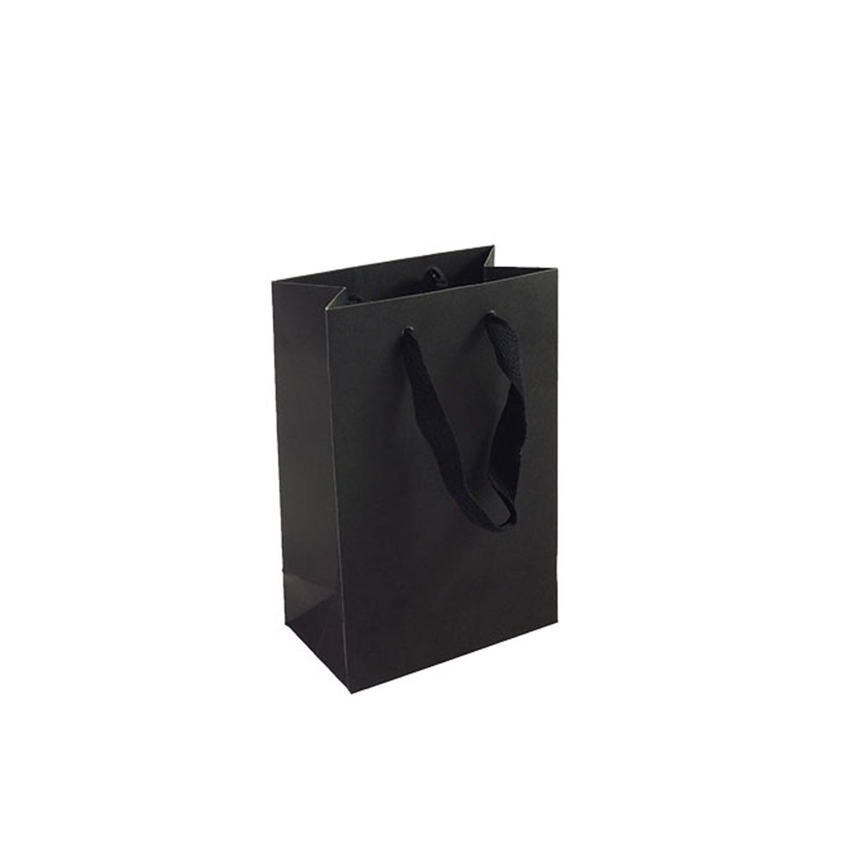 Broadway Black - Twill Ribbon Handle Gift Bag - 5-1/2 x 3-1/4 x 8-3/8"
