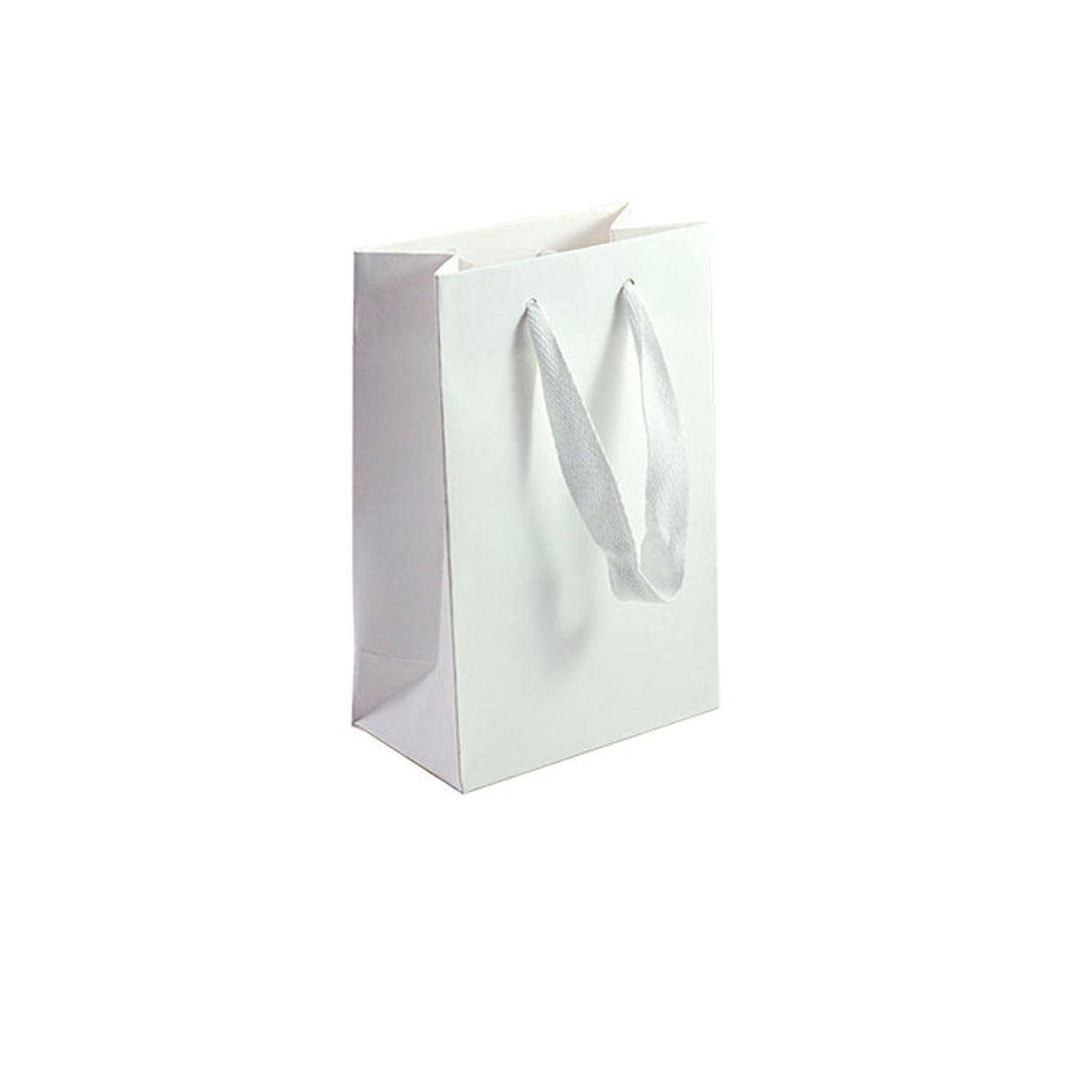 Wall Street White - Twill Ribbon Handle Gift Bag - 5-1/2 x 3-1/4 x 8-3/8"