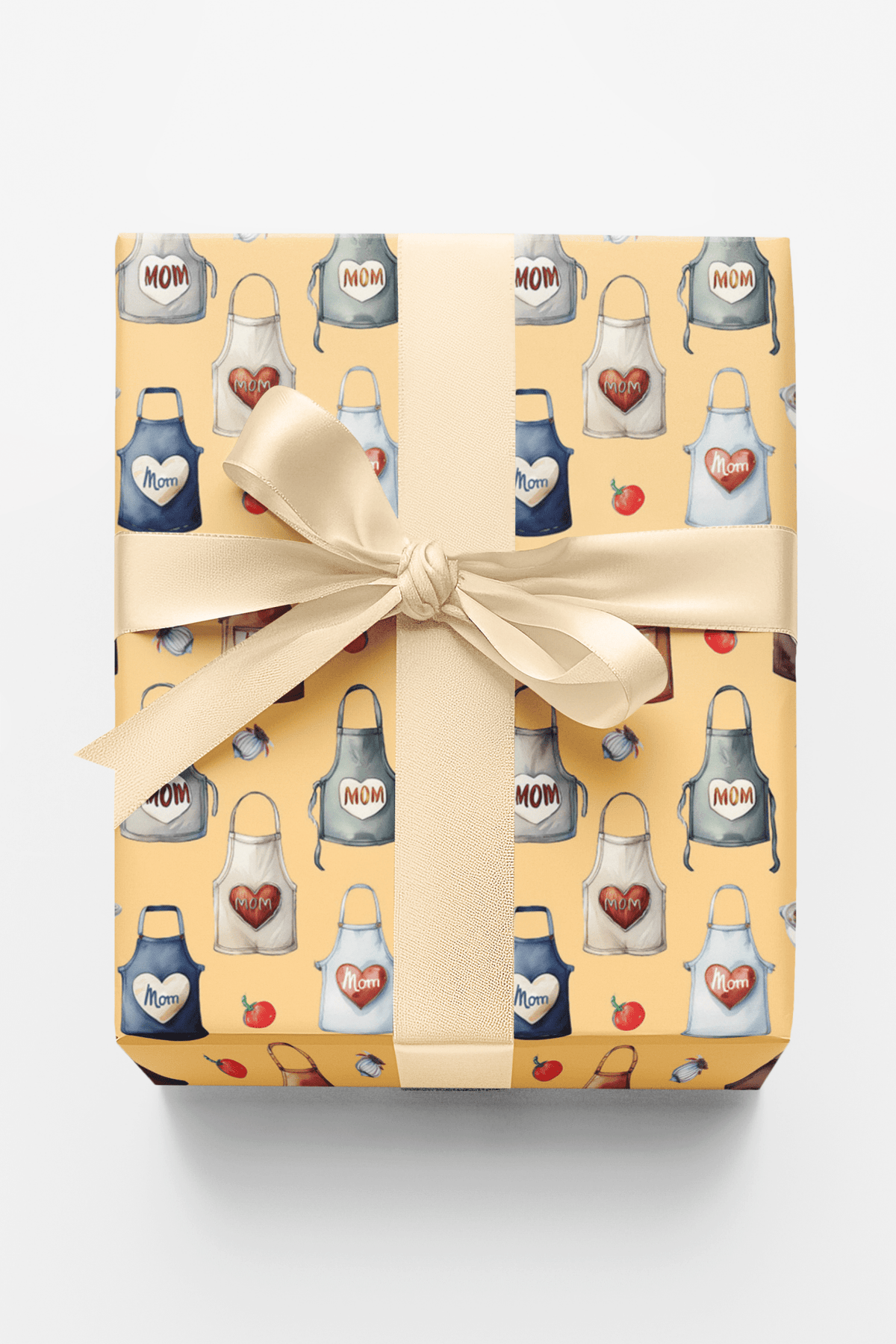 Mom's Apron - Peach - Mother's Day Design Wrapping Paper