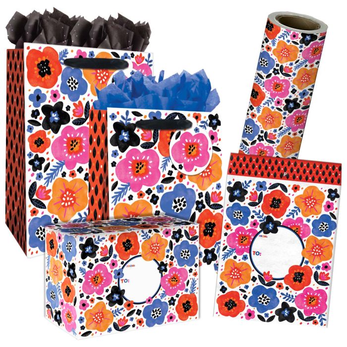 Modern Floral Gift Bags, Wrapping Paper, & Mailers