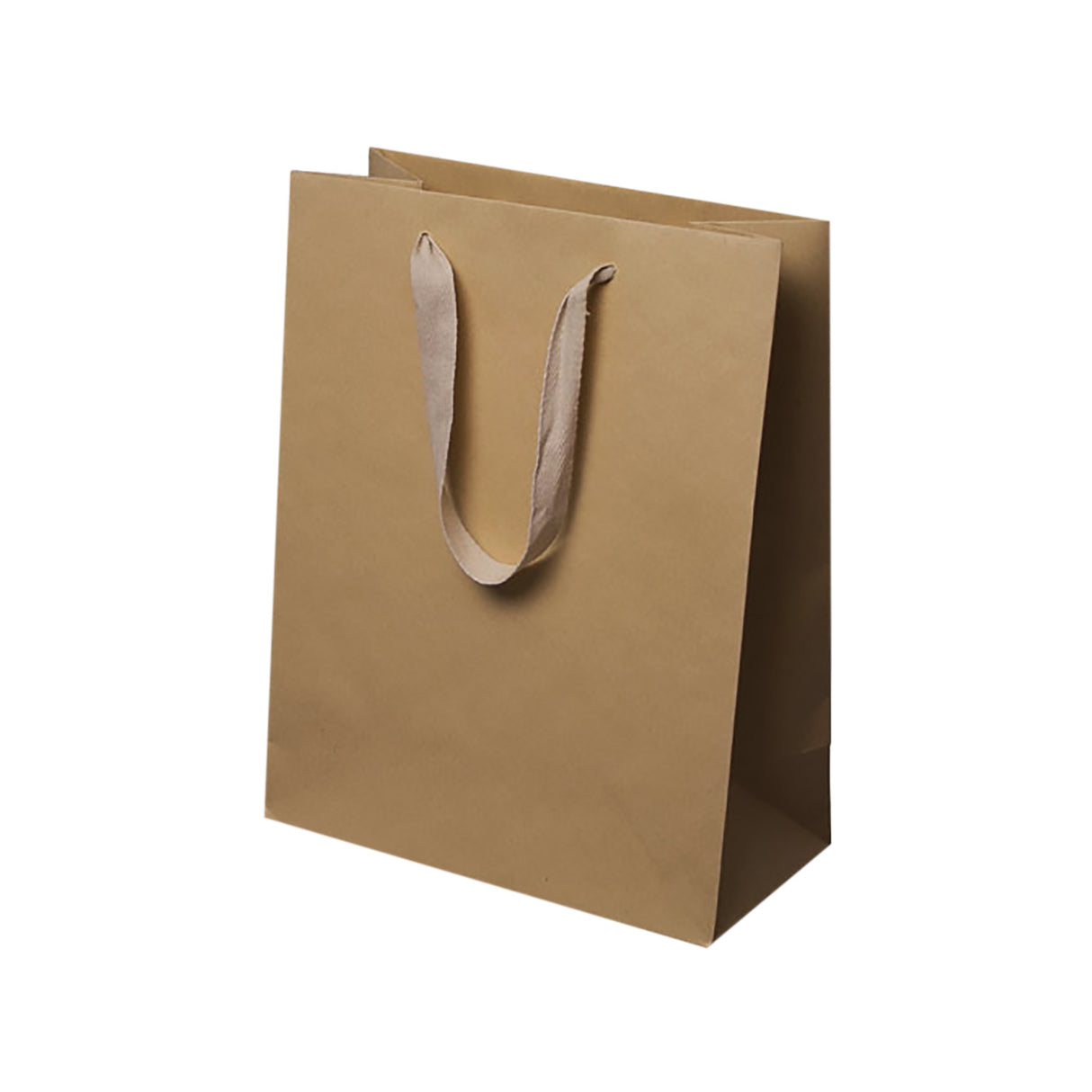 Natural Kraft / Kraft Handles - Twill Ribbon Handle Gift Bag - 10 x 5 x 13"