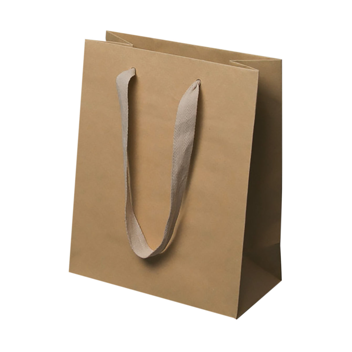 Natural Kraft / Kraft Handles - Twill Ribbon Handle Gift Bag - 8 x 4 x 10"