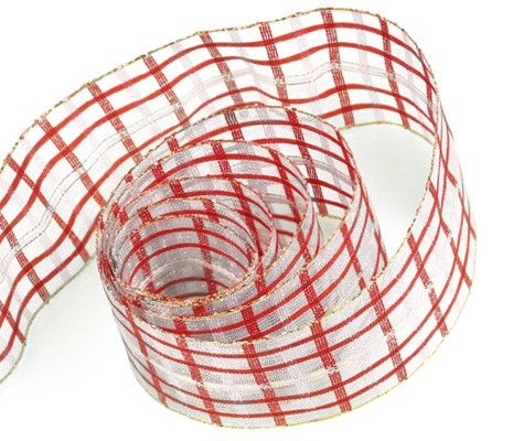 Red / White - Novel Plaid Ribbon - 1-1/2" x 50 Yards