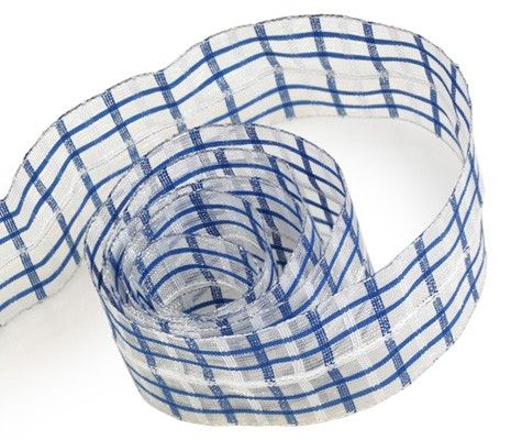 Light Navy / White - Novel Plaid Ribbon - 1-1/2" x 50 Yards