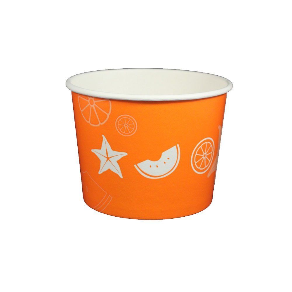 Fruit Pattern Orange - Ice Cream Cup - (16 oz) 4-3/8" Dia x 3-1/4" H