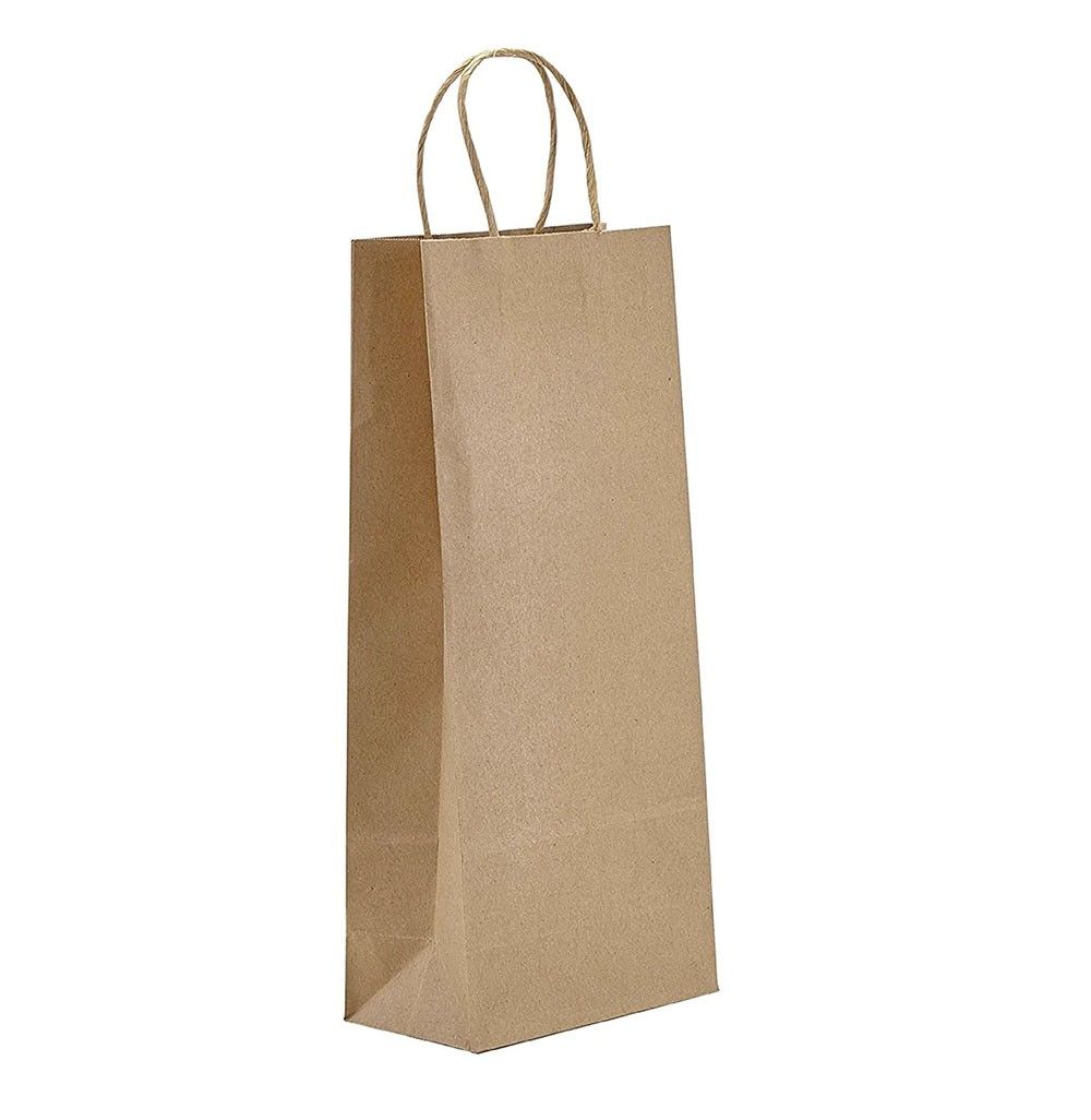 Natural Kraft - Wine Bag - Paper - 5-1/4 x 3-1/2 x 13" (Single Bottle)