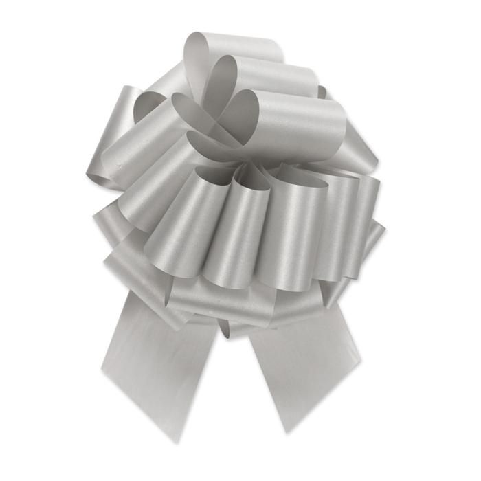 Silver - Flora-Satin Perfect Bow - 5-1/2" Width Bow with 20 Loops (1-7/16" Ribbon Width)