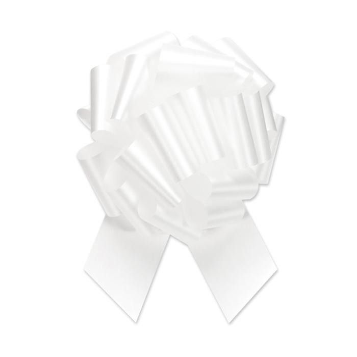 White - Flora-Satin Perfect Bow - 5-1/2" Width Bow with 20 Loops (1-7/16" Ribbon Width)